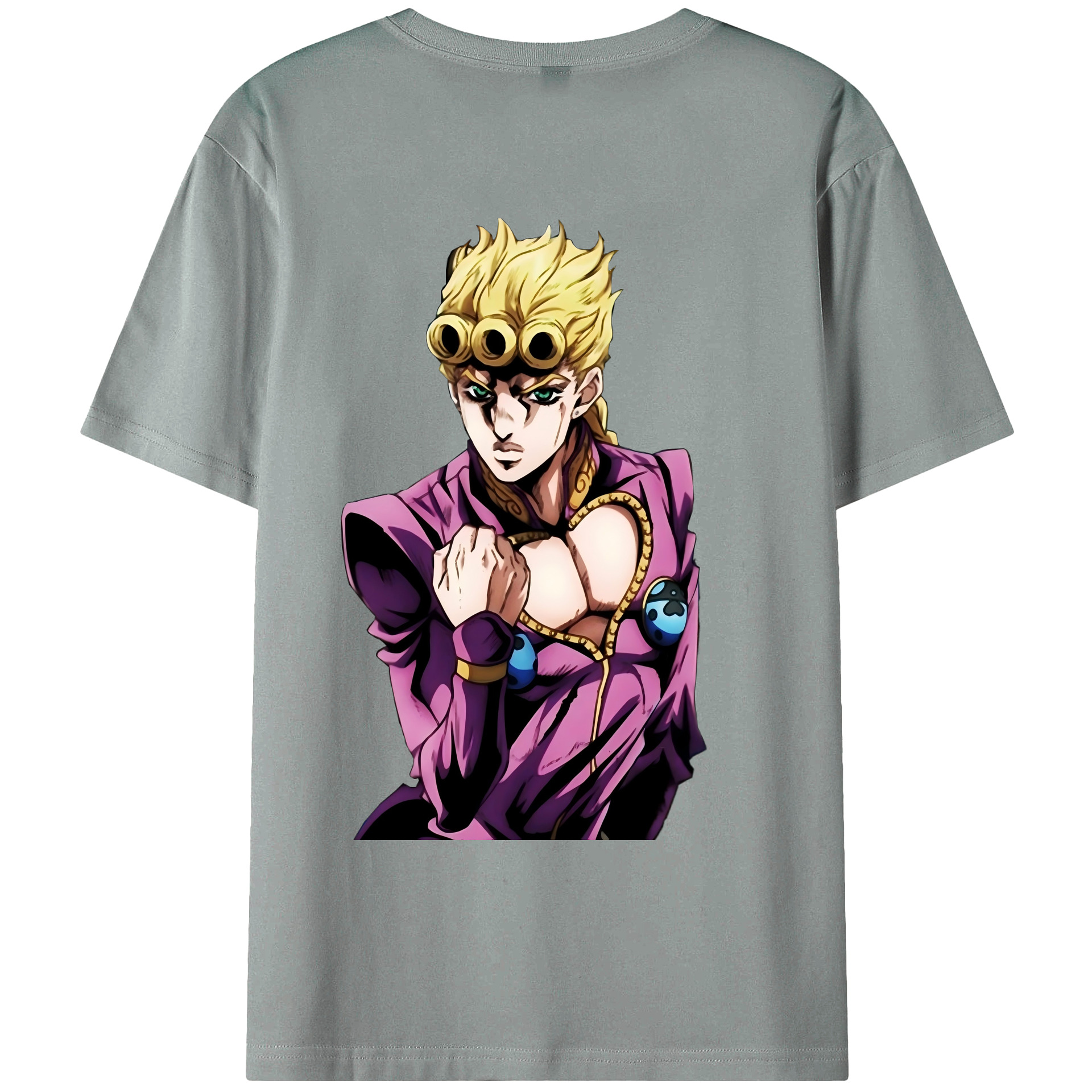 （画像用） ジョジョの奇妙な冒険 ジョルノ?ジョバァーナ JoJo's Bizarre Adventure Giorno Giovanna 綿100％ メンズ半袖Tシャツ（バックプリント） 通気性